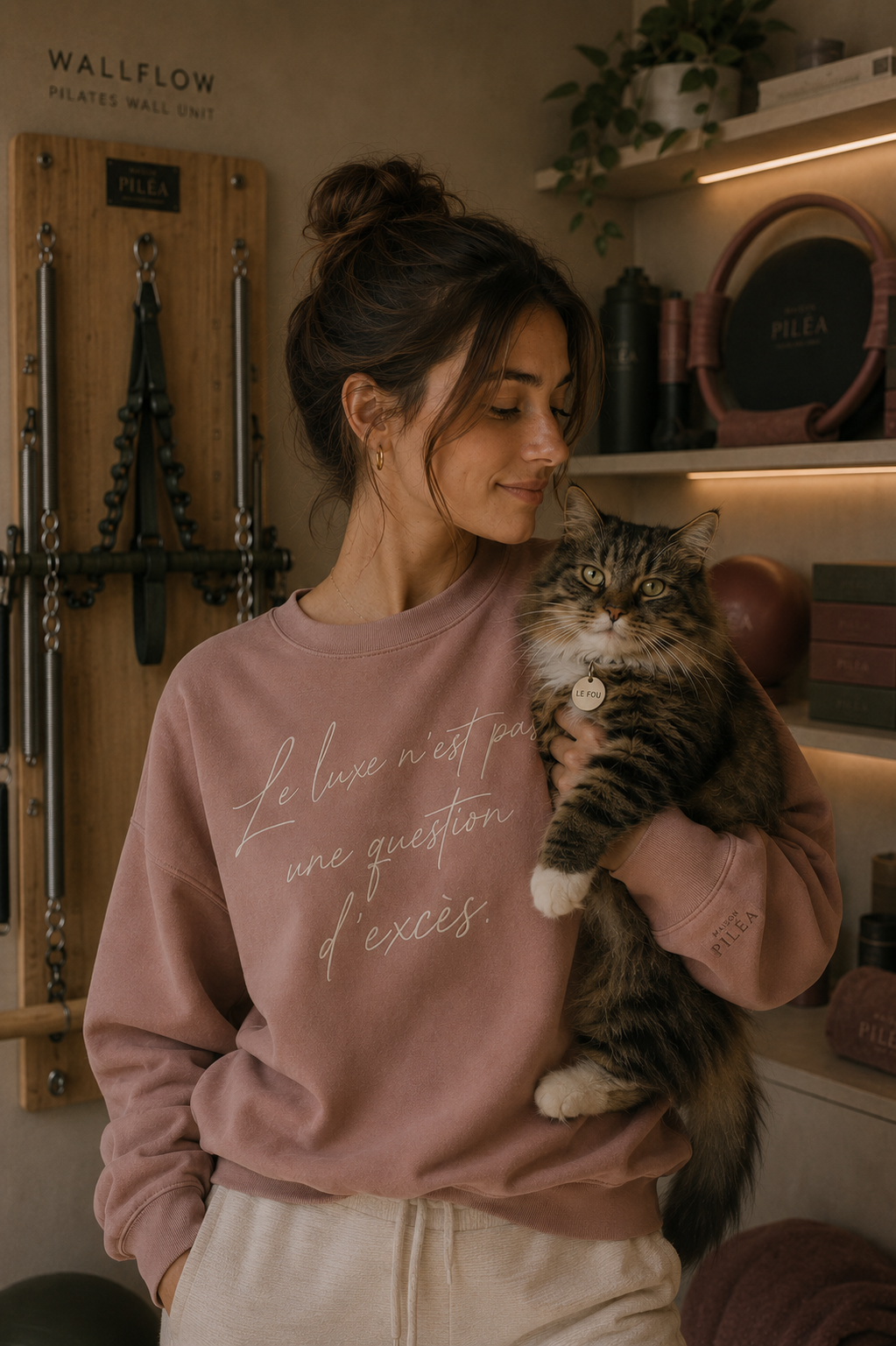 Juliette mit ihrem Kater Le Fou